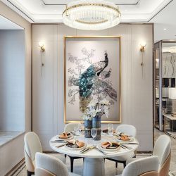 纯手工珐琅彩装饰画玄关门厅孔雀大气挂画